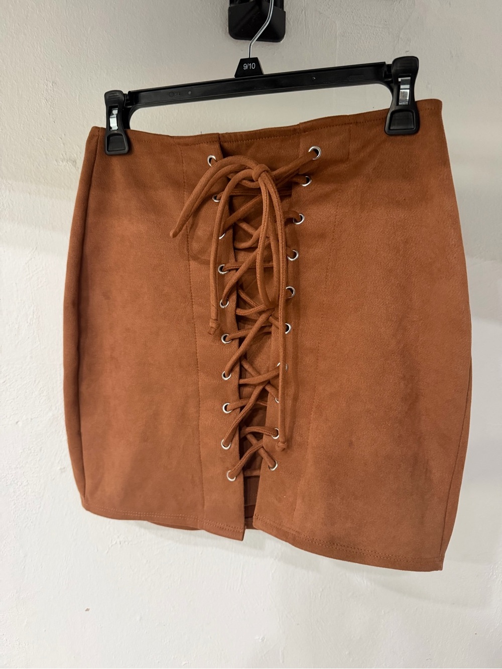 Windsor Lace-Up Suede-Look Mini Skirt - Rust